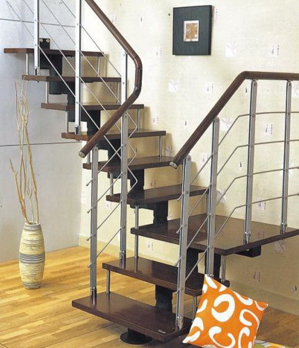 Stainless steel wood staircase 